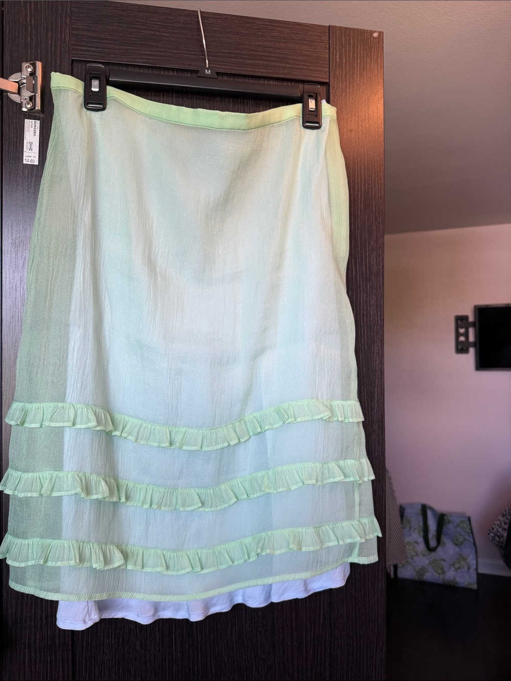J. Crew Pale Mint Ruffle-Trim A-Line Skirt